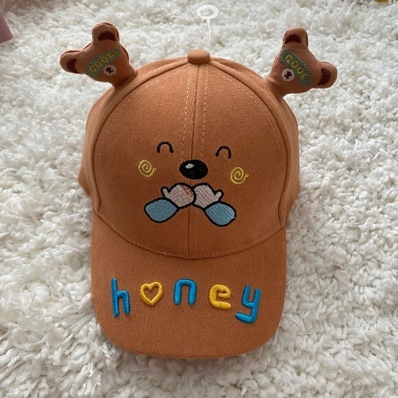Cute Children's Ball Cap. Brown. One Size. Embroidered "Honey" Writing. Fun. - Picture 1 of 9